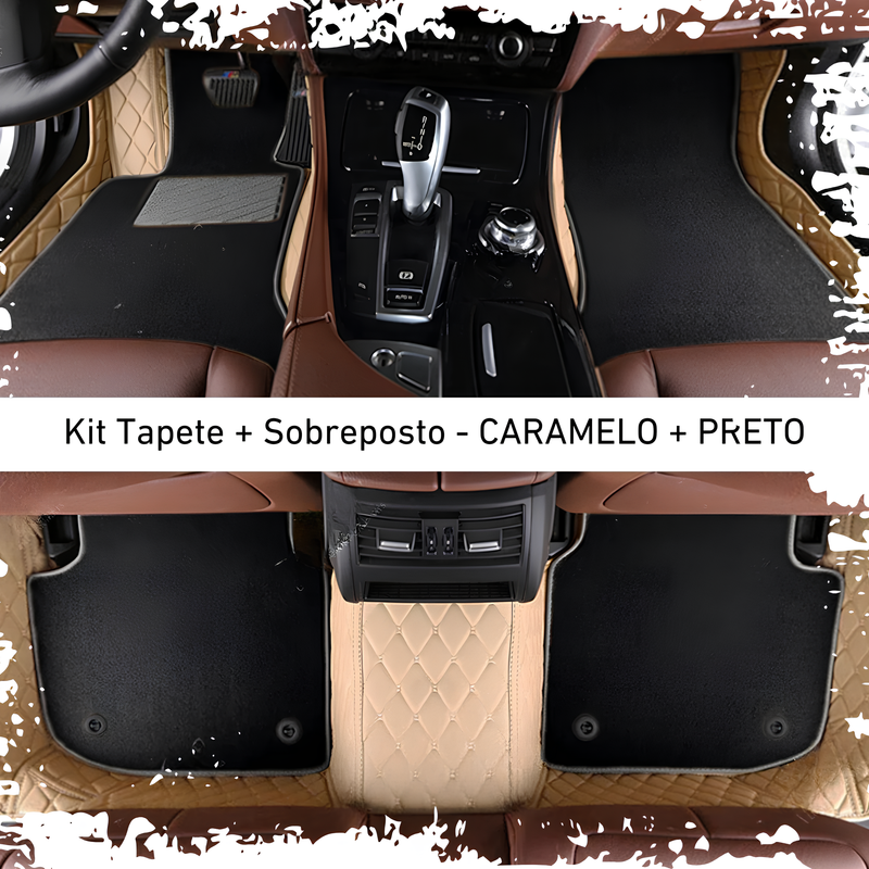 Kit de Tapetes Automotivos Sob Medida de Luxo + Tapetes Sobrepostos - Conforto e Estilo Exclusivo para seu Carro - Frete grátis + brinde Exclusivo