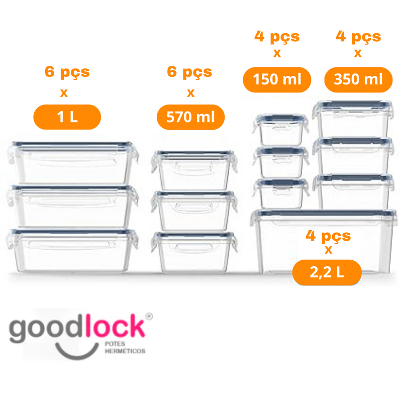 Goodlock™ - Kit 24 Potes Herméticos de Vidro - Frete grátis + (Brindes Exclusivos)
