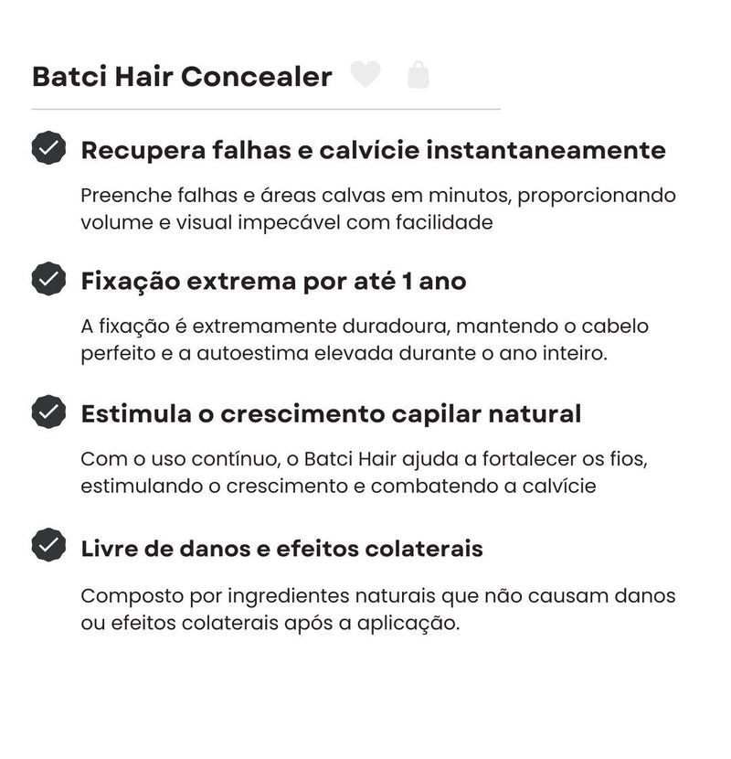 Batci Hair Concealer - Recupere sua autoestima! (Compre 1 Ganhe 3)