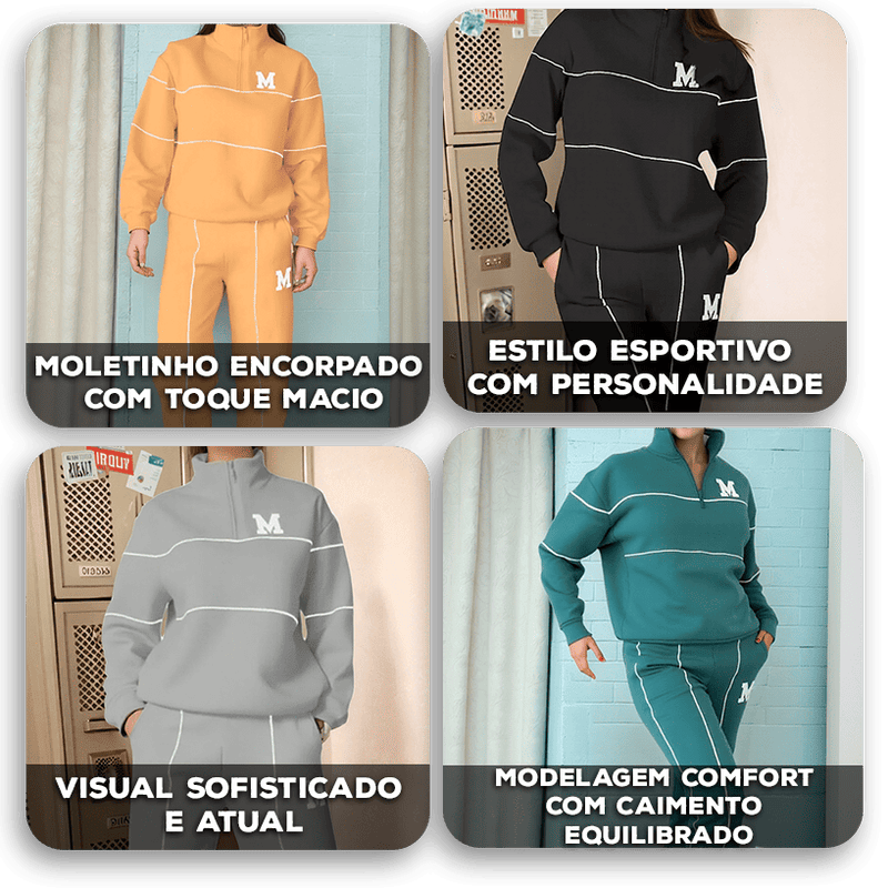 Conjunto Erin™ em Moletinho Ultra Macio e Modelagem Confort / Elegância Minimalista para Seus Dias Mais Tranquilos!