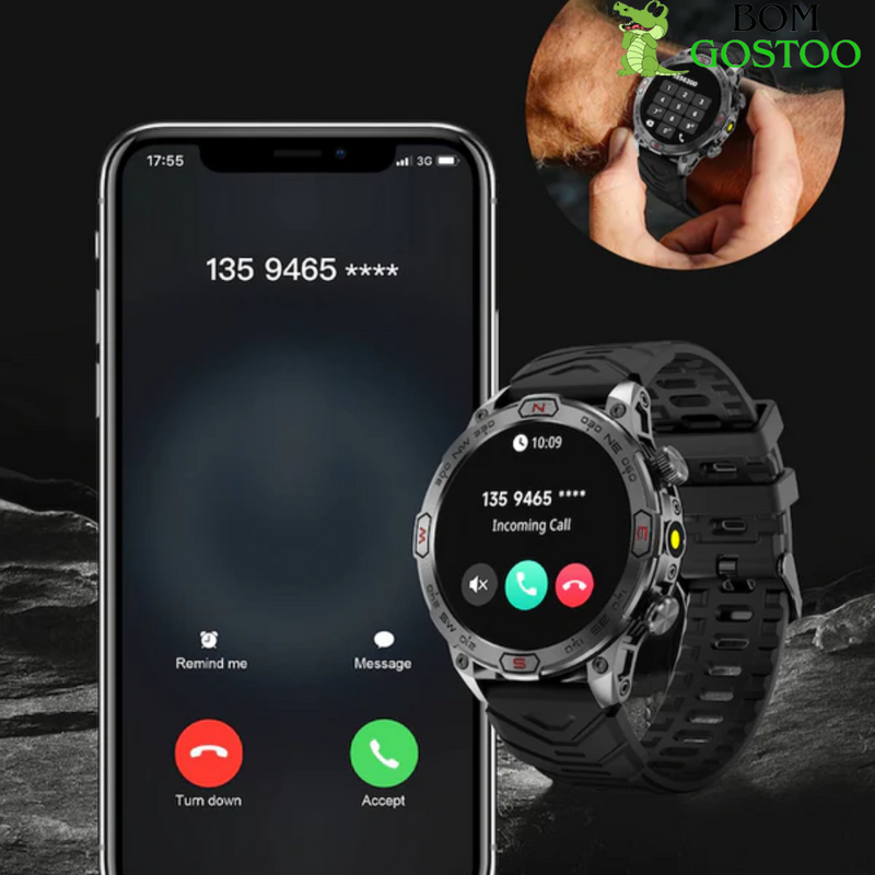 Smartwatch Tático Warzone + 2 Pulseiras Brinde (Poucas Unidades)  - Frete Grátis + Brinde Exclusivo