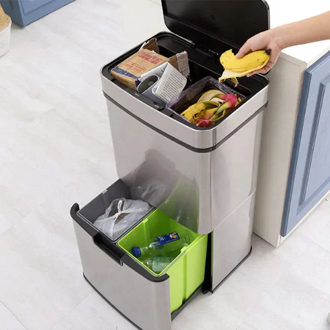 Lixeira Inteligente Dupla Inox 60L com Sensor de Presença - Frete grátis + Brinde Exclusivo