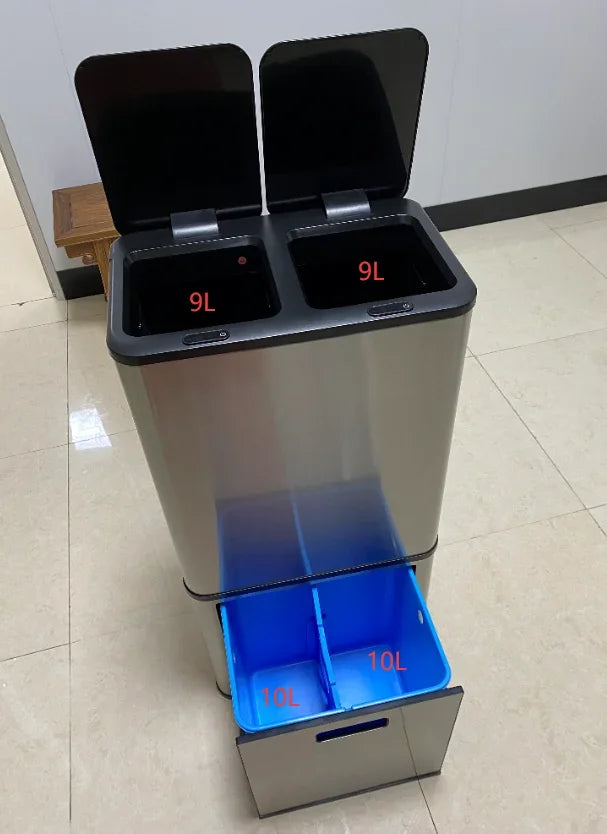 Lixeira Inteligente Dupla Inox 60L com Sensor de Presença - Frete grátis + Brinde Exclusivo
