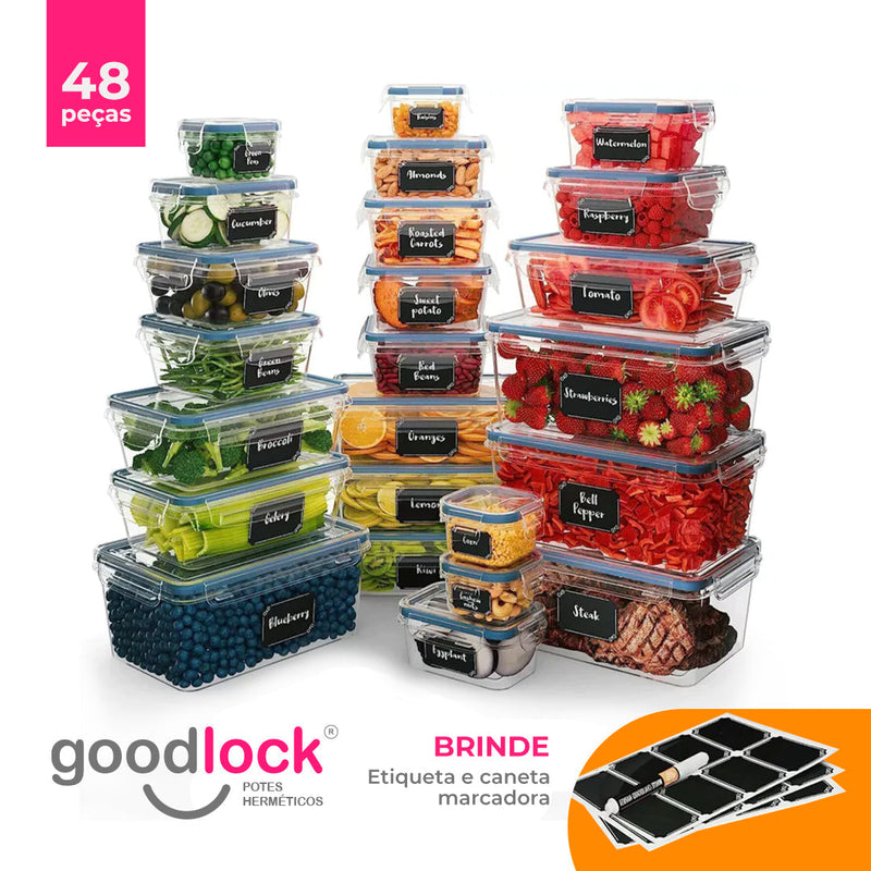 Goodlock™ - Kit 24 Potes Herméticos de Vidro - Frete grátis + (Brindes Exclusivos)
