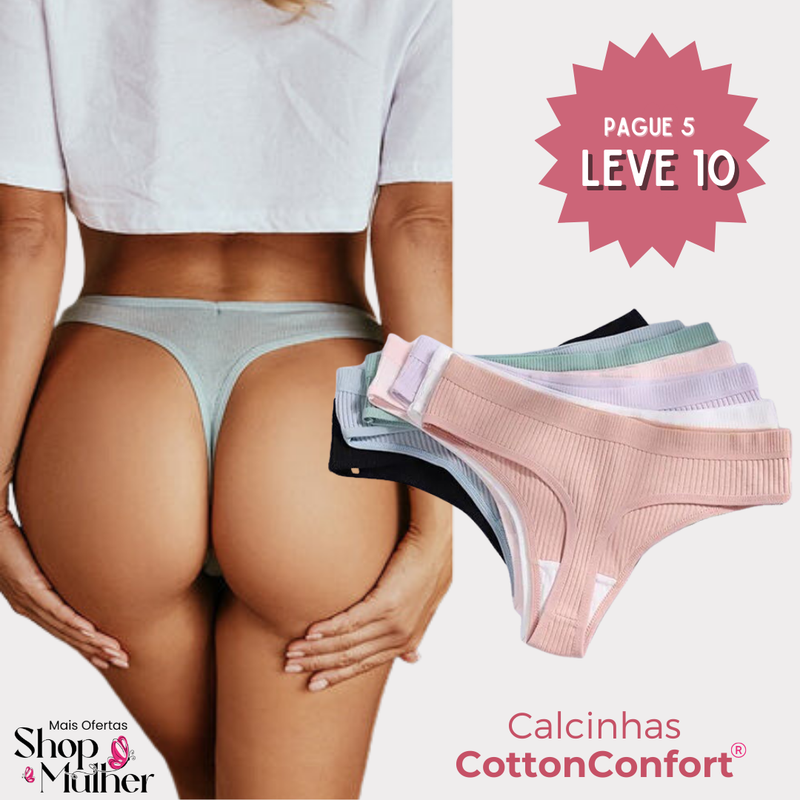 [PROMOÇÃO DE LANÇAMENTO COMPRE 5 LEVE 10] Calcinha CottonConfort®- Frete Grátis+ Brinde Exclusivo
