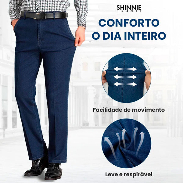 Kit 2 Calça Jeans Comfort Flex + Cinto Couro Genuíno 130cm de BRINDE - Frete Grátis+ Brinde Exclusivo