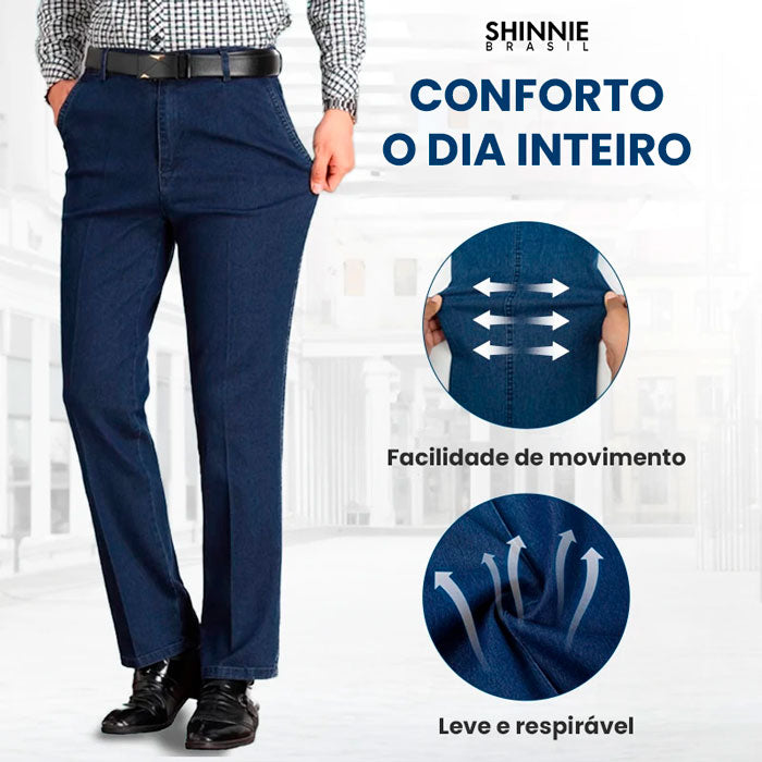 Kit 2 Calça Jeans Comfort Flex + Cinto Couro Genuíno 130cm de BRINDE - Frete Grátis+ Brinde Exclusivo